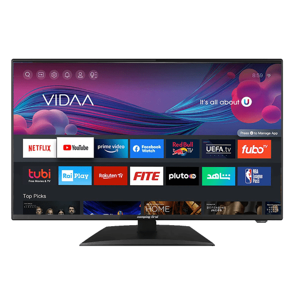 Camping First 19 Smart V2 – Smart-TV för Husbil, Båt & Fritid – HD, Android 11, WLAN, DVB-S2/T2/C, 12V & 24V