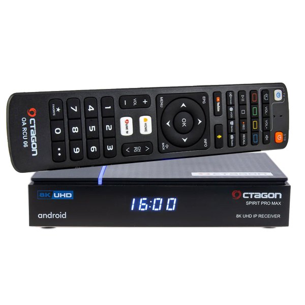 Zoom bild av Octagon SPIRIT PRO MAX 8K UHD IPTV Android TV Streamingbox – HDR10+, WiFi & Bluetooth