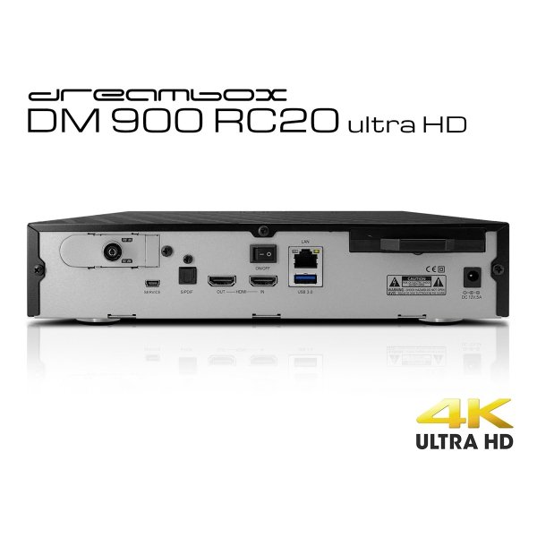 Zoom bild av Dreambox DM900 RC20 UHD 4K – Kabel-TV Mottagare med DVB-C FBC Tuner (8 Demodulatorer)
