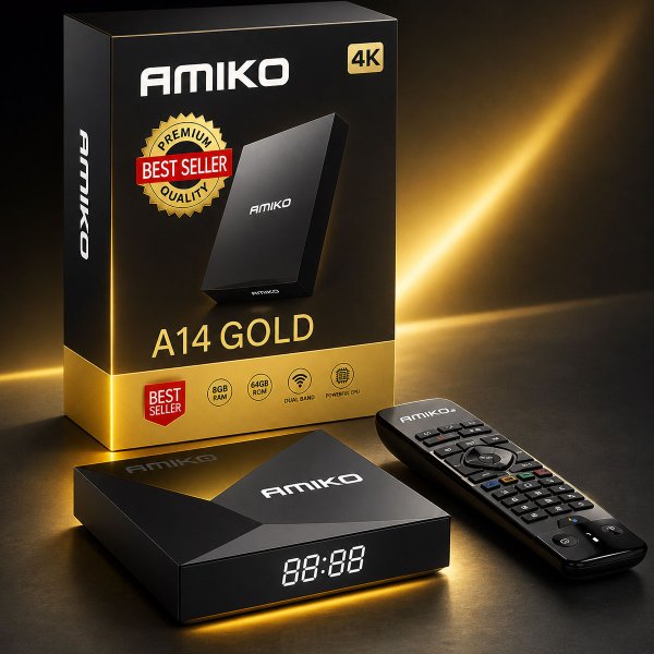 Zoom image of 🔥 Amiko A14 Gold – Best-in-Class Android 14 4K Streaming Box with WiFi 6, Widevine L1 & Built-in VPN (Best in Test)
