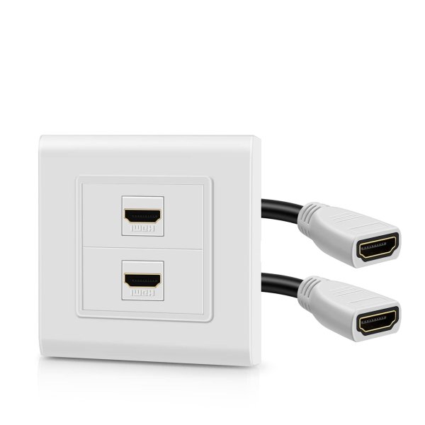 Zoom bild av HDMI vägguttag 2x HDMI hona med extra kabel