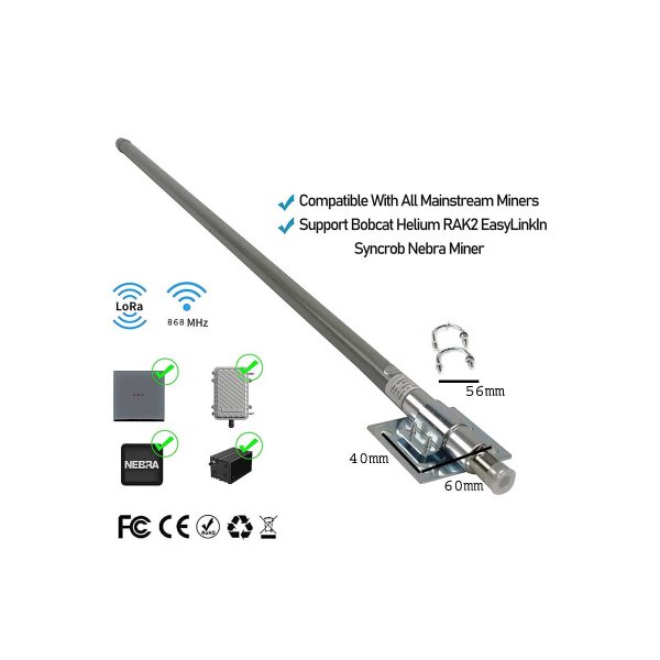 Zoom bild av 5G - 4G Lte antenn 3,5 dBi Signalplus, 60cm lång, inkl. 5m kabel.