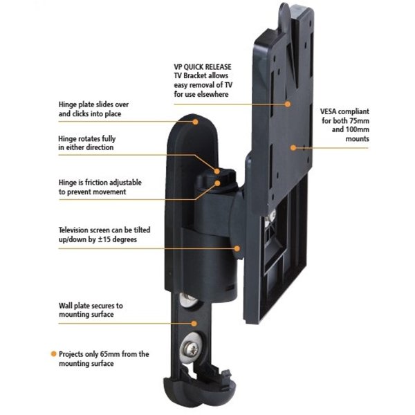 Zoom image of TV-fäste Vision Plus Kort Arm – Kompakt & låsbart för husbil, husvagn och båt