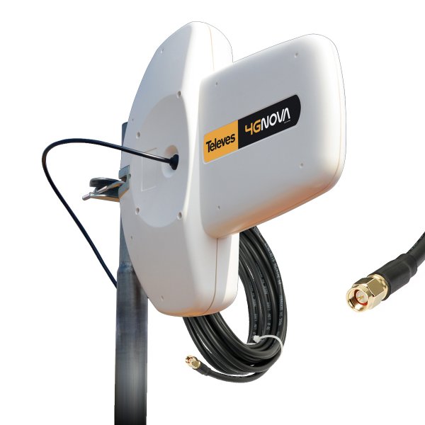 Zoom bild av Televes 4G-Nova Riktantenn 7 dBi – SMA-kabel (5/7,5/10 m) för 2G/3G/4G, MIMO-stöd