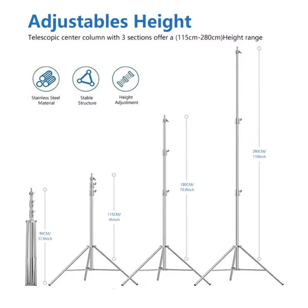 Zoom image of Profi-Line Premium Tripod Stand – Adjustable 110–280 cm Stainless Steel (Upgraded Model)