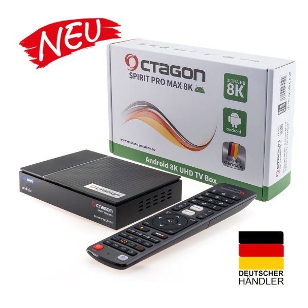 Zoom bild av Octagon SPIRIT PRO MAX 8K UHD IPTV Android TV Streamingbox – HDR10+, WiFi & Bluetooth