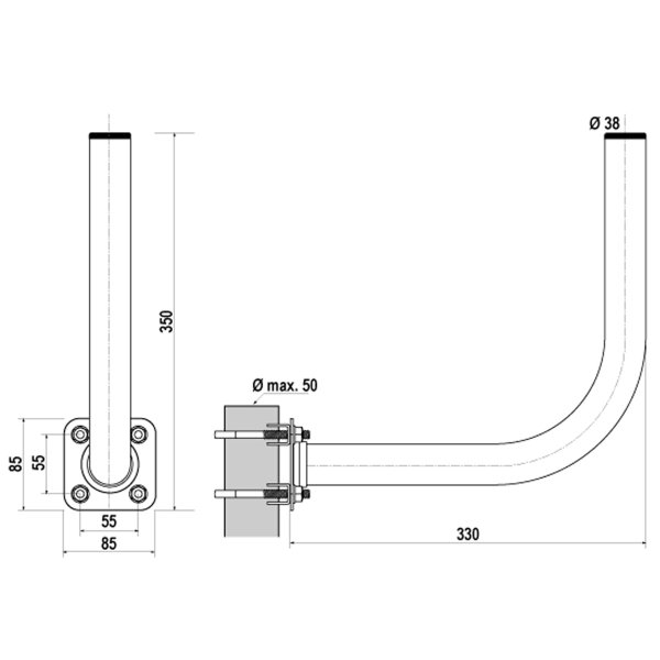 Zoom bild av Maströrsfäste – Bygger ut 30 cm (Ø 38 mm, höjd 35 cm)
