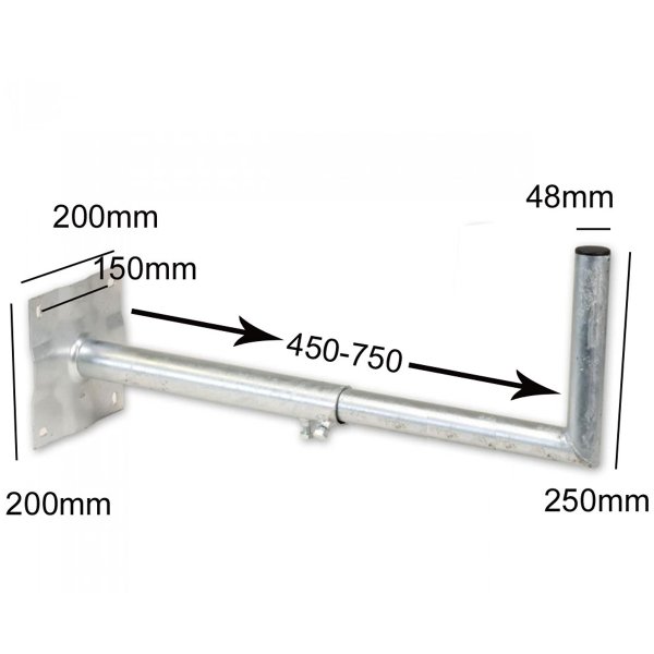Zoom bild av Justerbart Väggfäste för Parabol & Antenn – 45 till 75 cm