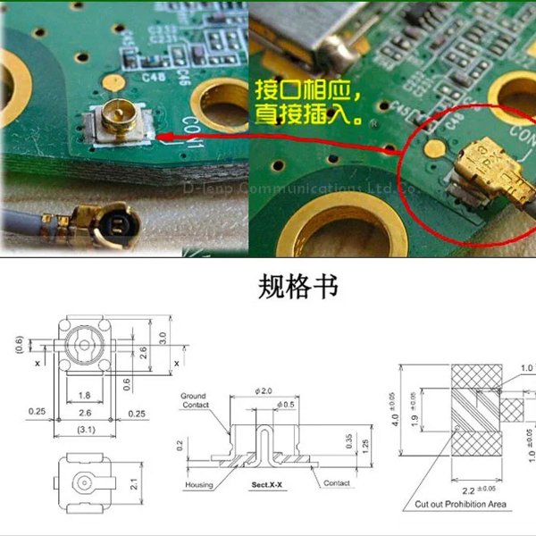 Zoom bild av IPX hona till SMA hona antennkabel – 15 cm