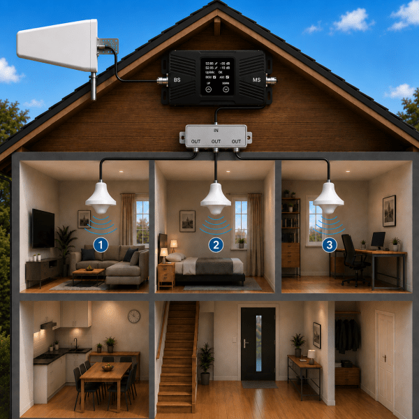 Zoom image of CX320 Large – 5G/4G/3G/GSM Mobile Signal Booster with 3 Indoor Antennas | Up to 800–3000 m²