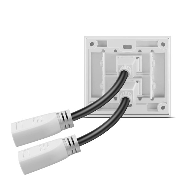 Zoom bild av HDMI vägguttag 2x HDMI hona med extra kabel