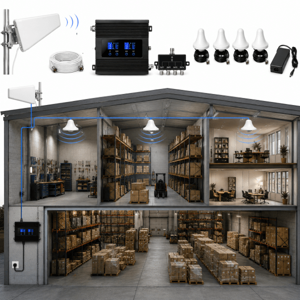 Zoom image of CX320 X LARGE – 5G/4G/3G/GSM MOBILE SIGNAL BOOSTER ≥85 dB Gain | Up to approx. 5000 m² | 4 Indoor Antennas | Designed for Large 