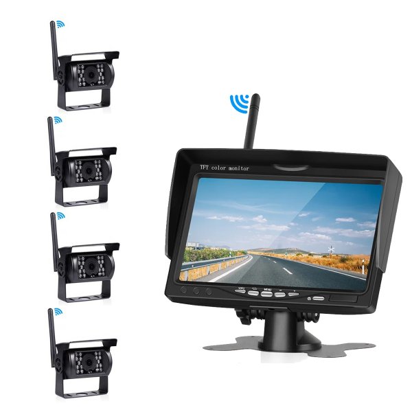 Zoom bild av 7" Trådlöst bakkamerasystem för husbil, husvagn och lastbil – upp till 4 kameror