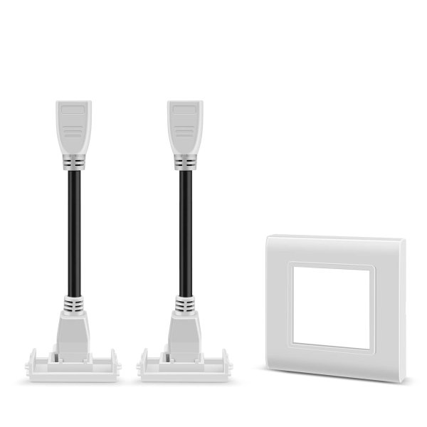 Zoom bild av HDMI vägguttag 2x HDMI hona med extra kabel