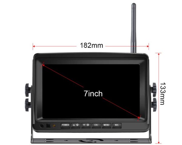 Zoom image of 7 tums HD Trådlöst bakkamerasystem för bil, husbil och lastbil – upp till 2 kameror, 150 m räckvidd
