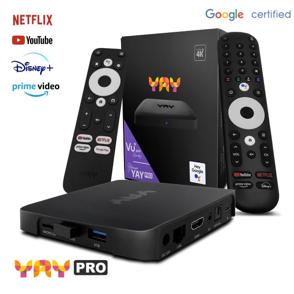 Zoom bild av VU+ YAY GO PRO Android IPTV 4K UHD Streaming Box med Chromecast & Google Assistant
