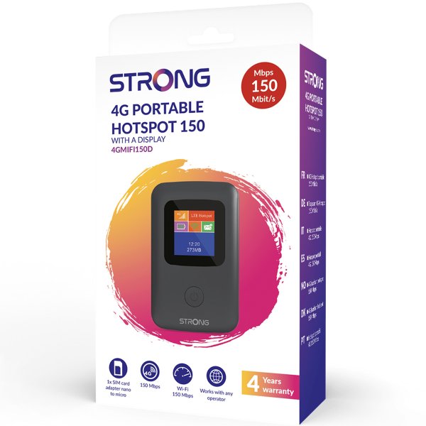 Zoom image of STRONG 4G router med modem MiFi Hotspot WiFi 150 Mbit/s med färg display