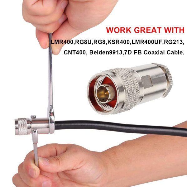 Zoom bild av N-Hane Kontakt för LMR400 – Clamp Type Straight (50 Ohm) – Rostfritt Stål