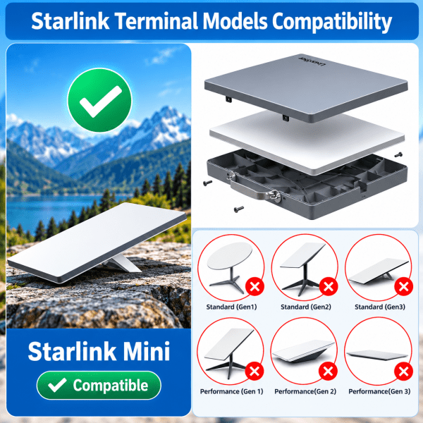 Zoom bild av Starlink Mini skyddsfodral och fordonsfäste (magneter och sugkoppar)