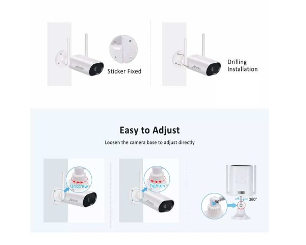 Zoom bild av Övervakningssystem kit inkl 4 kameror och skärm