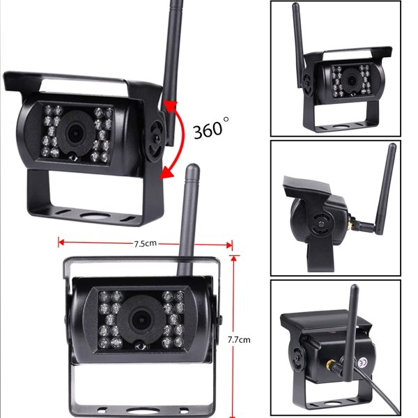 Zoom image of 7 tums HD Trådlöst bakkamerasystem för bil, husbil och lastbil – upp till 2 kameror, 150 m räckvidd