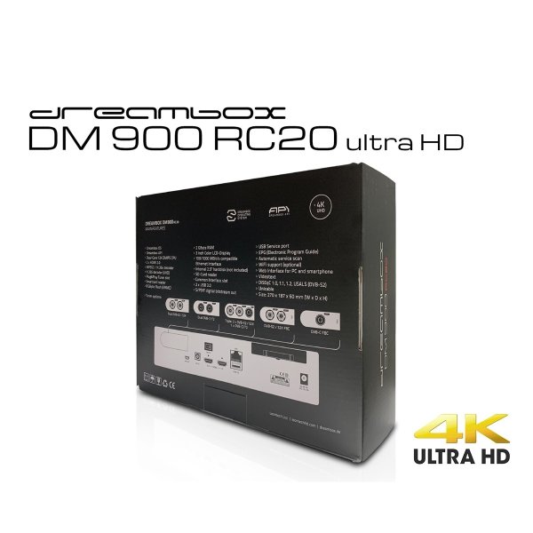 Zoom bild av Dreambox DM900 RC20 UHD 4K – Kabel-TV Mottagare med DVB-C FBC Tuner (8 Demodulatorer)