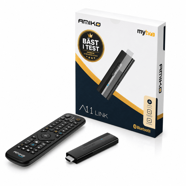 Zoom bild av Amiko A11 Link 4K Android 11 – Portabel IPTV & Streaming Stick med Bluetooth, Wi-Fi och Chromecast och VPN