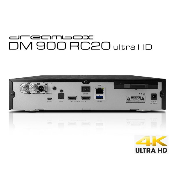 Zoom bild av Dreambox DM900 RC20 UHD 4K Triple Tuner 2 X DVB-S2X / DVB-C/T2 Linux PVR-mottagare