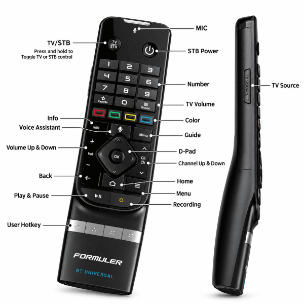 Zoom bild av Formuler GTV-BT3 Bluetooth-fjärrkontroll – Bakgrundsbelysta knappar & röststyrning