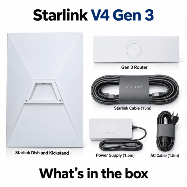 Zoom image of Starlink Standard Kit V4 – Satellite Internet with Gen 3 WiFi 6 Router