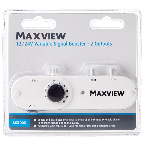 Zoom bild av Maxview Variabel Signalförstärkare – För Husbil, Husvagn & Båt (12/24V, 2 utgångar)