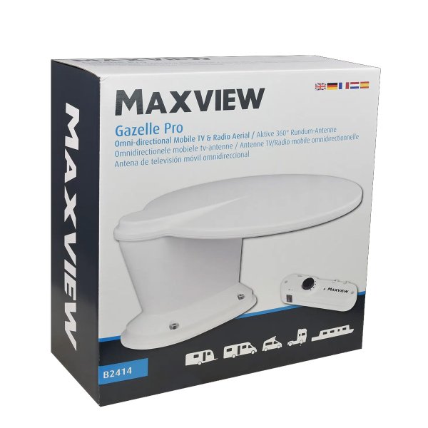 Zoom bild av Gazelle Pro TV/FM Husbilsantenn 12/24V – Rundstrålande antenn för TV & radio med 0–18 dB förstärkning